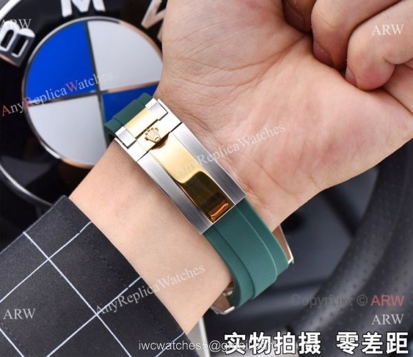 Copy Rolex Submariner Date 2 Tone Green Rubber Strap Watch 41mm Copy Rolex Submariner Date 2 Tone Green Rubber Strap Watch 41mm