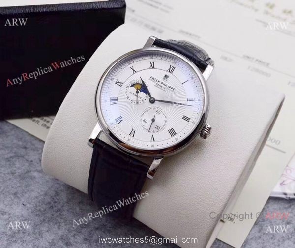2019 Replica Patek Philippe Moon Phase SS Black Dial Watch 2019 Replica Patek Philippe Moon Phase SS Black Dial Watch