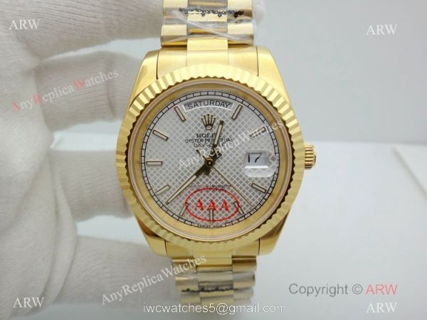 New Copy Rolex Day-Date President White textured Dial Watch 40mm New Copy Rolex Day-Date President White textured Dial Watch 40mm
