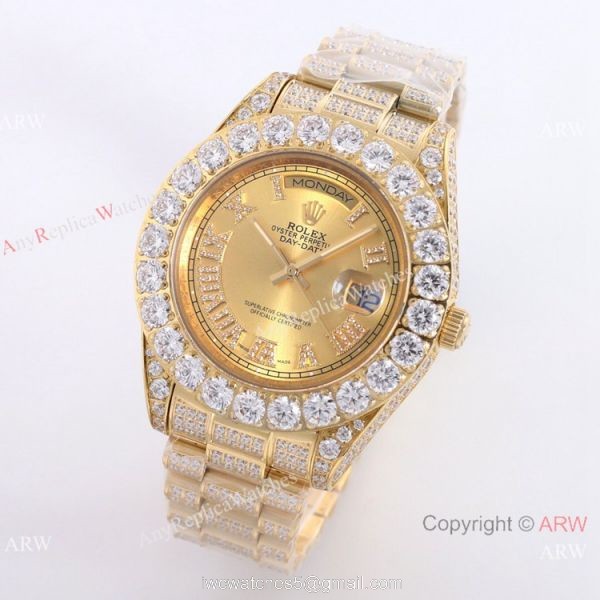 Iced out Gold Rolex Oyster Perpetual Day Date Fake Watches Worldwide Shipping Iced out Gold Rolex Oyster Perpetual Day Date Fake Watches Worldwide Shipping