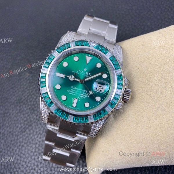 KS Factory Swiss Replica Rolex Submariner Green Dial Sapphire And Diamond Watch KS Factory Swiss Replica Rolex Submariner Green Dial Sapphire And Diamond Watch