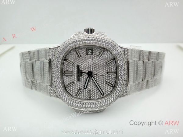 Best Replica Iced Out Patek Philippe Nautilus Men Watch Swiss Grade 1 Best Replica Iced Out Patek Philippe Nautilus Men Watch Swiss Grade 1