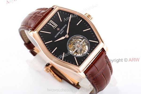 New Vacheron Constantin Malte Real Tourbillon Black Face Rose Gold High End Replica Watches For Men New Vacheron Constantin Malte Real Tourbillon Black Face Rose Gold High End Replica Watches For Men