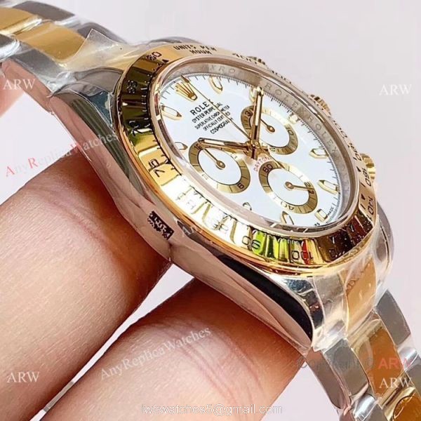 1:1 Best Clone Rolex Daytona Two Tone White Dial Watch Noob Factory 904L 4130 Movement 1:1 Best Clone Rolex Daytona Two Tone White Dial Watch Noob Factory 904L 4130 Movement