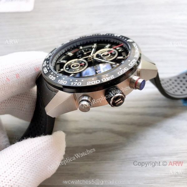 Best Quality Copy Tag Heuer Carrera Heuer 01 Watch Silver and Black Best Quality Copy Tag Heuer Carrera Heuer 01 Watch Silver and Black