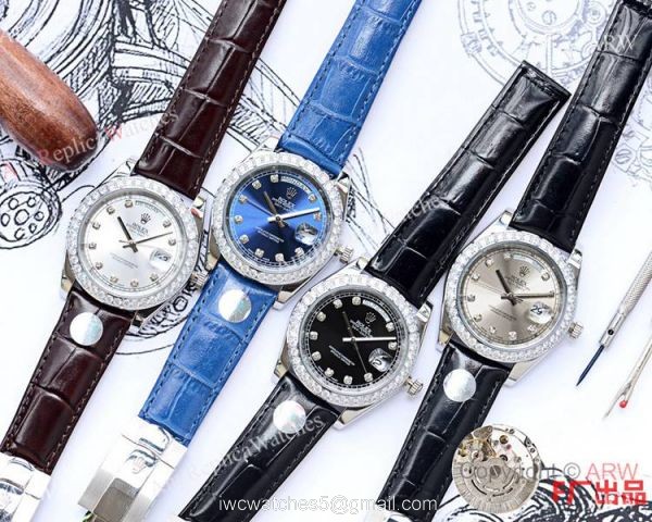 NEW UPGRADED Clone Rolex Day Date ii 41mm Watches Brown Leather Strap NEW UPGRADED Clone Rolex Day Date ii 41mm Watches Brown Leather Strap
