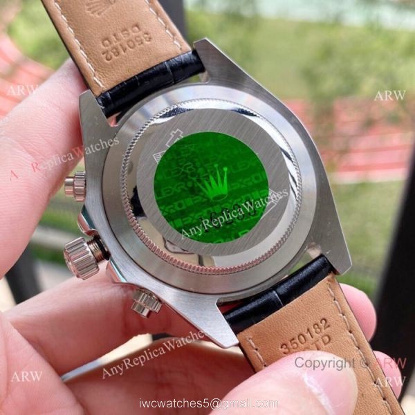 Copy Rolex Daytona 43mm Watch Panda Face Black Leather Strap Copy Rolex Daytona 43mm Watch Panda Face Black Leather Strap
