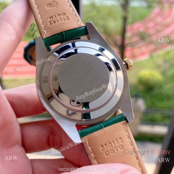 Upgraded Rolex DayDate II Green Dial Leather Strap Watch 41mm Upgraded Rolex DayDate II Green Dial Leather Strap Watch 41mm