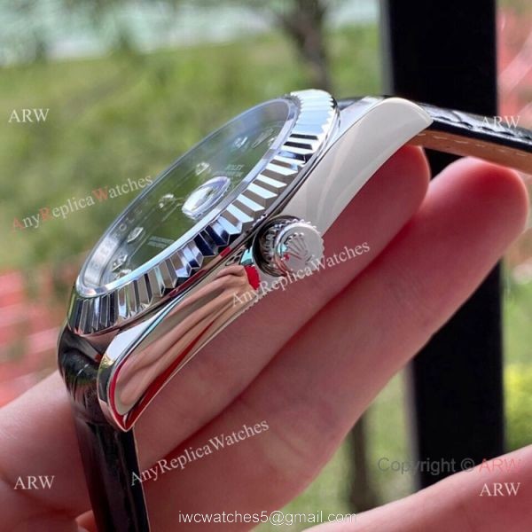 Upgraded Rolex Datejust II Men Watch Black Diamond Dial Leather Band Upgraded Rolex Datejust II Men Watch Black Diamond Dial Leather Band