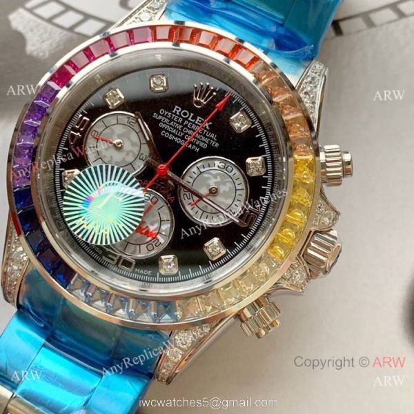 Rolex Rainbow Daytona Watch Yellow Gold Diamonds on lugs Automatic Movement Rolex Rainbow Daytona Watch Yellow Gold Diamonds on lugs Automatic Movement