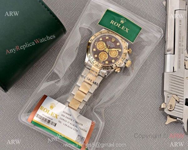 Copy Rolex Cosmograph Daytona 40 Watch Brown Dial with Diamond Markers Copy Rolex Cosmograph Daytona 40 Watch Brown Dial with Diamond Markers