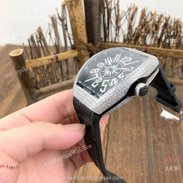 Best Copy Franck Muller Geneve Vanguard v45 Black Dial Diamond Watch Best Copy Franck Muller Geneve Vanguard v45 Black Dial Diamond Watch