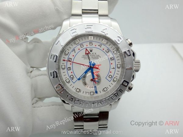 Copy Rolex Yacht-Master II Stainless Steel White Face Watch 44mm Copy Rolex Yacht-Master II Stainless Steel White Face Watch 44mm