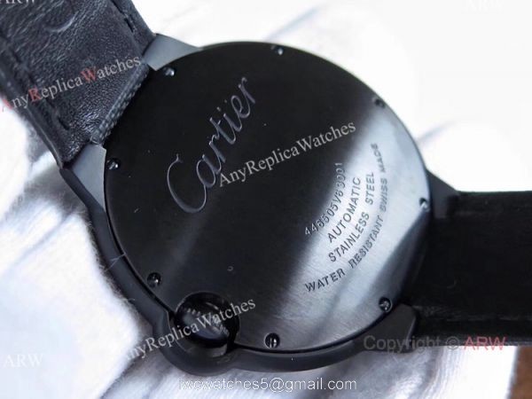 TW Factory Faux Cartier Ballon Bleu 42mm All Black Watch With Red Markers TW Factory Faux Cartier Ballon Bleu 42mm All Black Watch With Red Markers