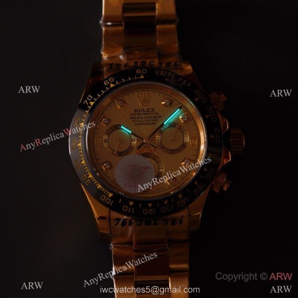 Swiss Quality Replica Rolex Daytona Watch 40mm Gold Diamond Dial Black Ceramic Bezel Swiss Quality Replica Rolex Daytona Watch 40mm Gold Diamond Dial Black Ceramic Bezel