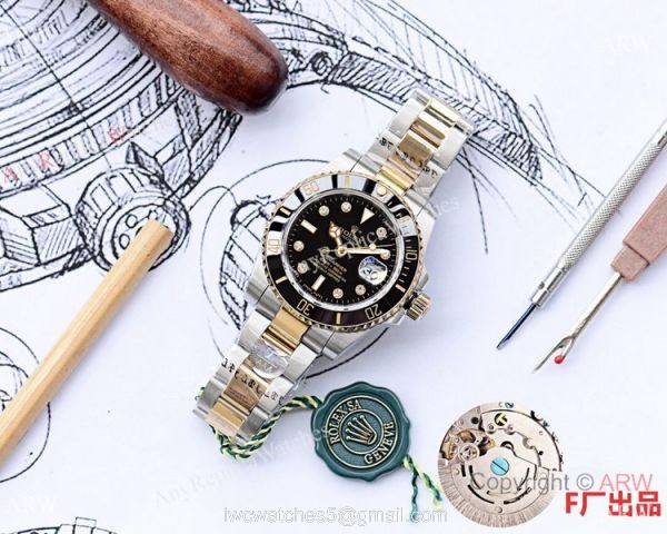 Rolex Submariner Clone Watch 40mm Two Tone Diamond Marker Rolex Submariner Clone Watch 40mm Two Tone Diamond Marker
