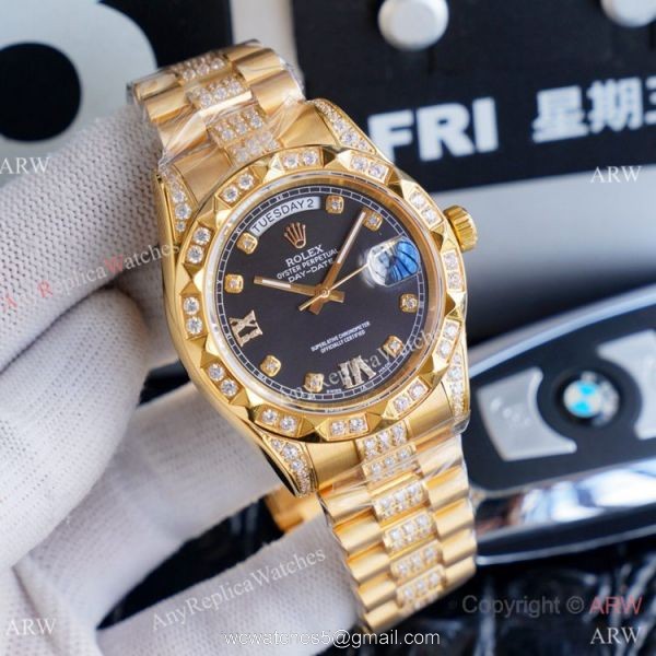 High Quality Rolex Day Date II Gold Iced Out Presidential Watches 41mm High Quality Rolex Day Date II Gold Iced Out Presidential Watches 41mm