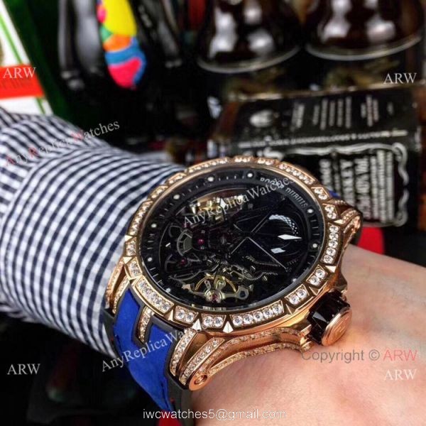 Copy Roger Dubuis Excalibur Automatic Skeleton SS Diamond Watch Gray Gummy Strap Copy Roger Dubuis Excalibur Automatic Skeleton SS Diamond Watch Gray Gummy Strap