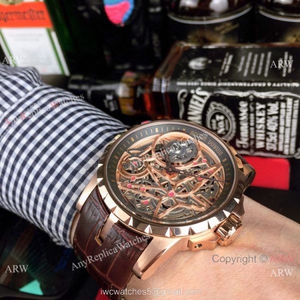 Roger Dubuis Excalibur Spider Men Watches Rose Gold Skeleton Face Roger Dubuis Excalibur Spider Men Watches Rose Gold Skeleton Face