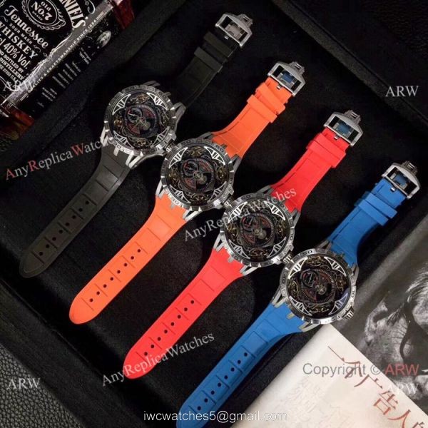 Copy Roger Dubuis Excalibur Quatuor Watches SS Black Face Copy Roger Dubuis Excalibur Quatuor Watches SS Black Face