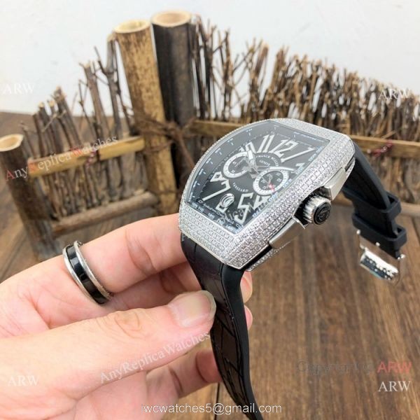 Best Replica Franck Muller Vanguard Chronograph Men Watch SS Diamond Case Black Dial Best Replica Franck Muller Vanguard Chronograph Men Watch SS Diamond Case Black Dial