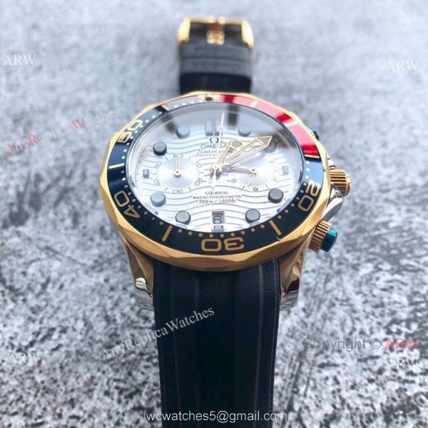 Replica Omega Seamaster 300m Watches Two Tone Blue Chronograph Omega Clone Watch Replica Omega Seamaster 300m Watches Two Tone Blue Chronograph Omega Clone Watch
