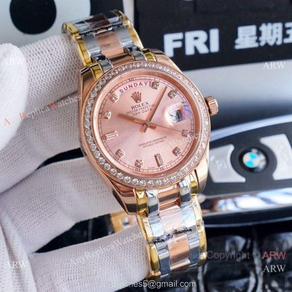 High Quality Replica Rolex Oyster Perpetual Day-Date Watch Rose Gold Meteorite Dial High Quality Replica Rolex Oyster Perpetual Day-Date Watch Rose Gold Meteorite Dial