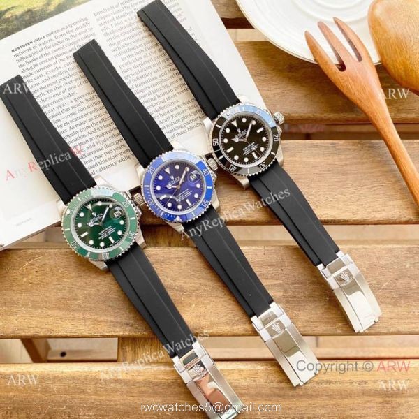 Best Quality Rolex Submariner Clone Green Dial Rubber Strap Watches 40mm Best Quality Rolex Submariner Clone Green Dial Rubber Strap Watches 40mm