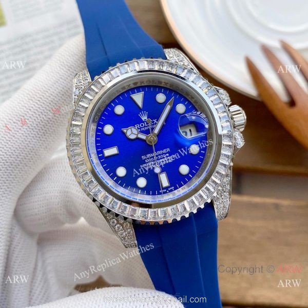 AAA Replica Rolex Submariner Diamond Watches SS Black Rubber Strap AAA Replica Rolex Submariner Diamond Watches SS Black Rubber Strap