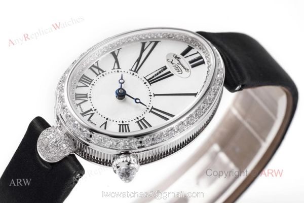 Replica Breguet Reine De Naples Watch White Roman Numberals With Diamond Bezel Replica Breguet Reine De Naples Watch White Roman Numberals With Diamond Bezel