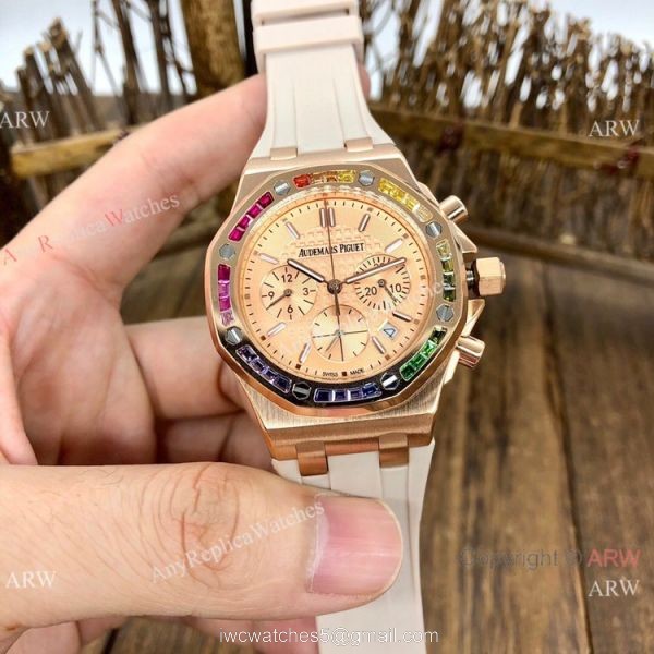Women Audemars Piguet Royal Oak Offshore Watches Rainbow Bezel Green Dial Women Audemars Piguet Royal Oak Offshore Watches Rainbow Bezel Green Dial