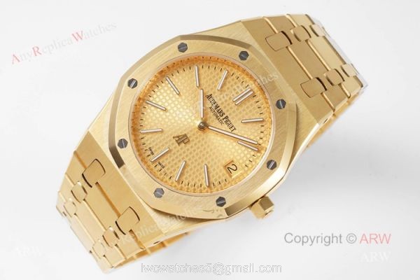 New 15202 Audemars Piguet Royal Oak All Gold Swiss Replica Watch 39mm New 15202 Audemars Piguet Royal Oak All Gold Swiss Replica Watch 39mm
