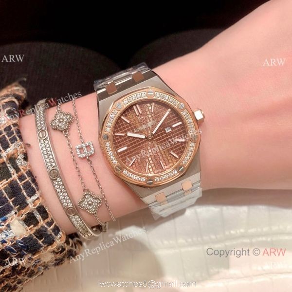 Clone Audemars Piguet Royal Oak Ladies Watch Two Tone Rose Gold Diamond Clone Audemars Piguet Royal Oak Ladies Watch Two Tone Rose Gold Diamond