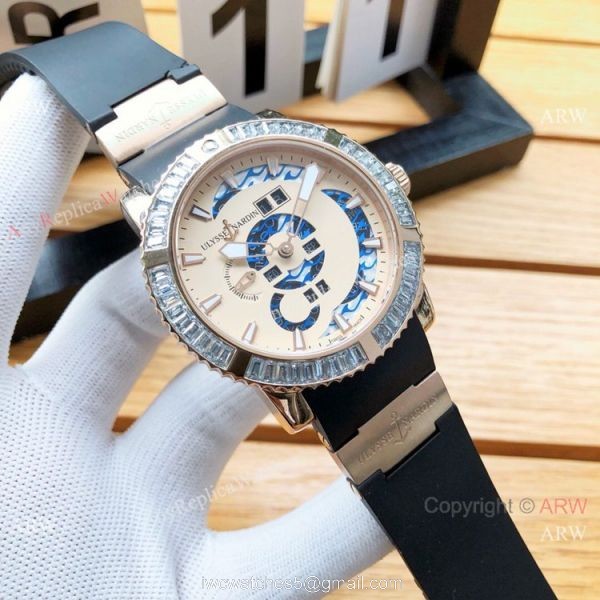 AAA Replica Ulysse Nardin Men Watches SS White Face Diamond Bezel AAA Replica Ulysse Nardin Men Watches SS White Face Diamond Bezel
