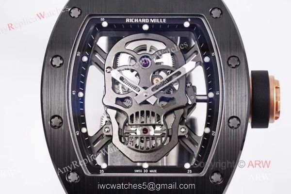 Best Replica All Black Richard Mille RM 052-01 Skull Watches With Black Ceramic Bezel Best Replica All Black Richard Mille RM 052-01 Skull Watches With Black Ceramic Bezel