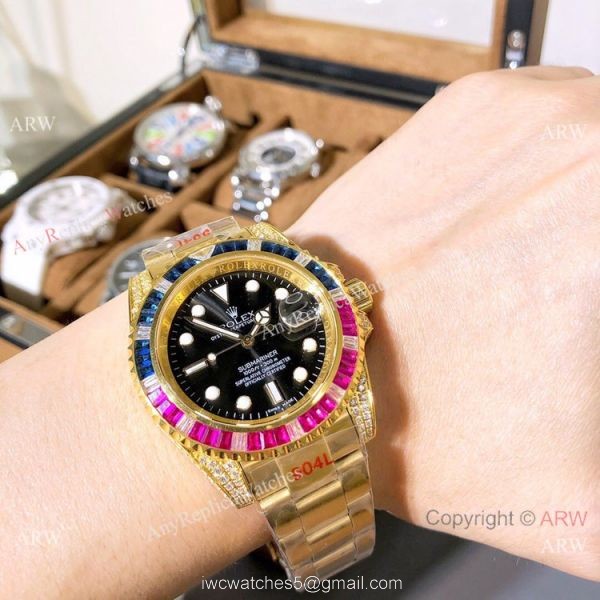 Nice Quality Copy Rolex Submariner Diamond Yellow Gold Watch Nice Quality Copy Rolex Submariner Diamond Yellow Gold Watch