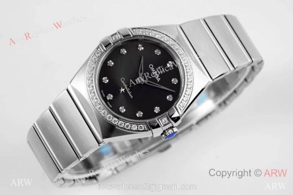 NEWEST! Swiss Copy Omega Constellation Gray Dial Diamond Bezel Watch 28mm Women NEWEST! Swiss Copy Omega Constellation Gray Dial Diamond Bezel Watch 28mm Women