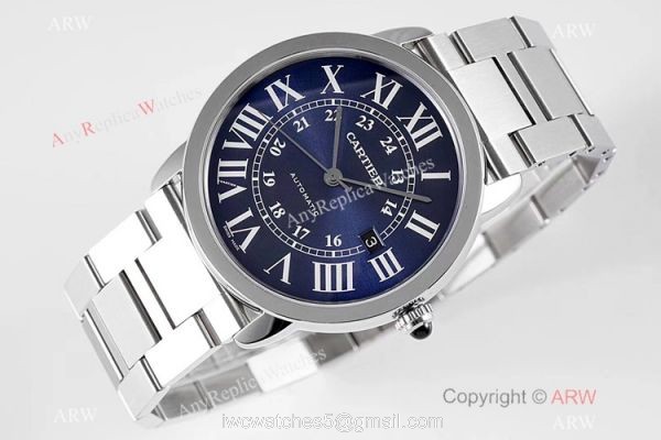 Swiss AAA Replica Ronde Solo de Cartier 9015 Watch Blue Dial Stainless Steel Swiss AAA Replica Ronde Solo de Cartier 9015 Watch Blue Dial Stainless Steel