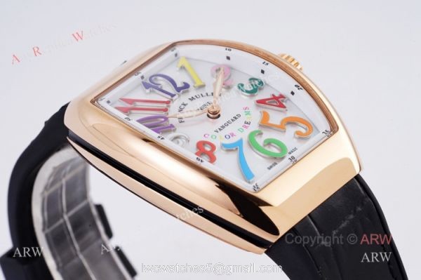 Replia Franck Muller Vanguard Rose Gold V32 Women Watch With Colorful Numbers Replia Franck Muller Vanguard Rose Gold V32 Women Watch With Colorful Numbers