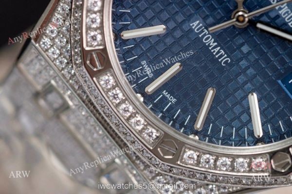Iced Out Audemars Piguet 15400 Blue Dial Swiss 3120 Replica Watches 41mm Iced Out Audemars Piguet 15400 Blue Dial Swiss 3120 Replica Watches 41mm