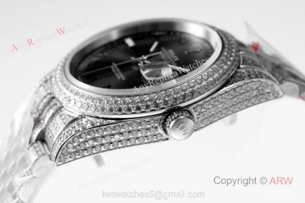 TW Factory Rolex Datejust Iced Out Watches Gray Dial Diamonds Silver Case TW Factory Rolex Datejust Iced Out Watches Gray Dial Diamonds Silver Case