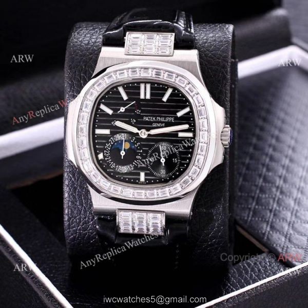 Clone Patek Philippe Nautilus Power Reserve Men Watches Diamond Bezel Gray Face Clone Patek Philippe Nautilus Power Reserve Men Watches Diamond Bezel Gray Face