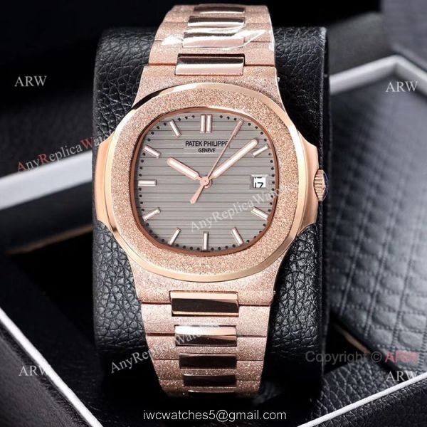 Best Clone Patek Philippe Nautilus Frosted Rose Gold Watches 40mm Best Clone Patek Philippe Nautilus Frosted Rose Gold Watches 40mm