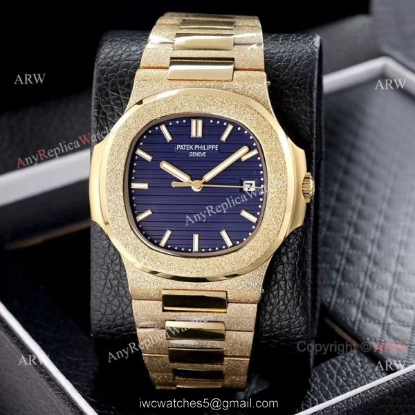 Copy Patek Philippe Nautilus Frosted Gold Watch with Luminous Dial Markers Copy Patek Philippe Nautilus Frosted Gold Watch with Luminous Dial Markers