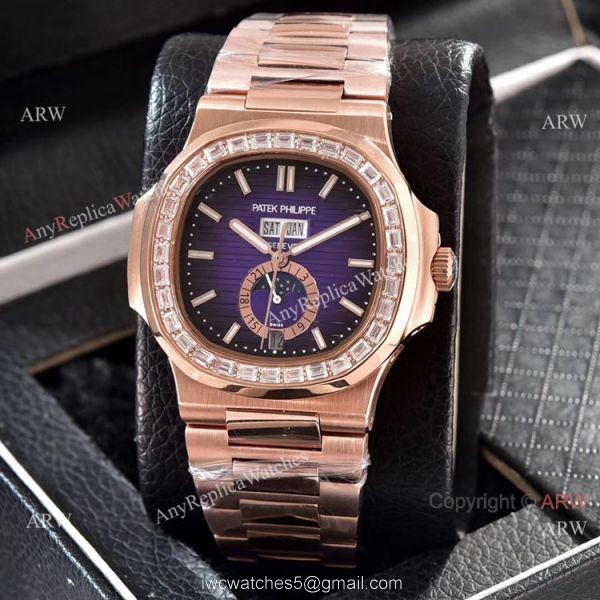 Patek Philippe Nautilus Annual Calendar Copy Watches Rose Gold with Diamond Patek Philippe Nautilus Annual Calendar Copy Watches Rose Gold with Diamond