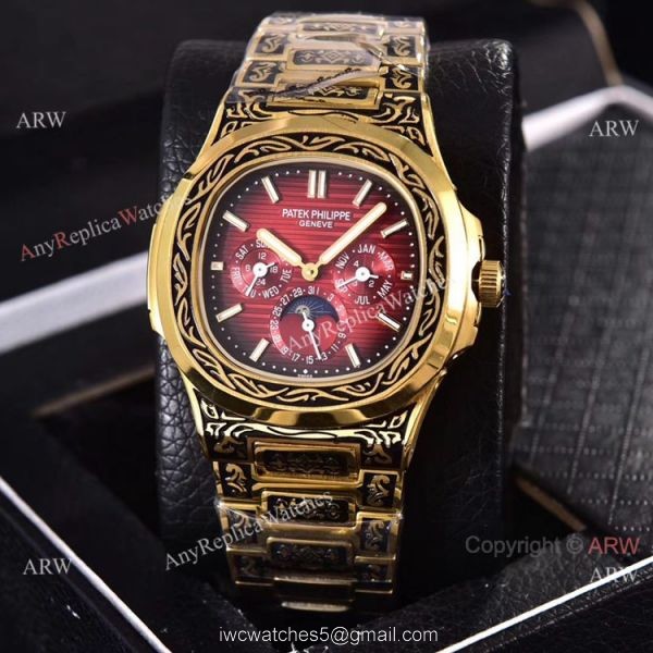 Knockoff Patek Philippe 5740 Nautilus Yellow Gold Engraving 40mm Knockoff Patek Philippe 5740 Nautilus Yellow Gold Engraving 40mm