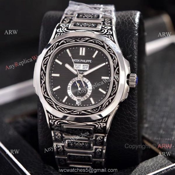 Copy Patek Philippe Nautilus Annual Calendar Watches Silver Dial Engraving Case Copy Patek Philippe Nautilus Annual Calendar Watches Silver Dial Engraving Case