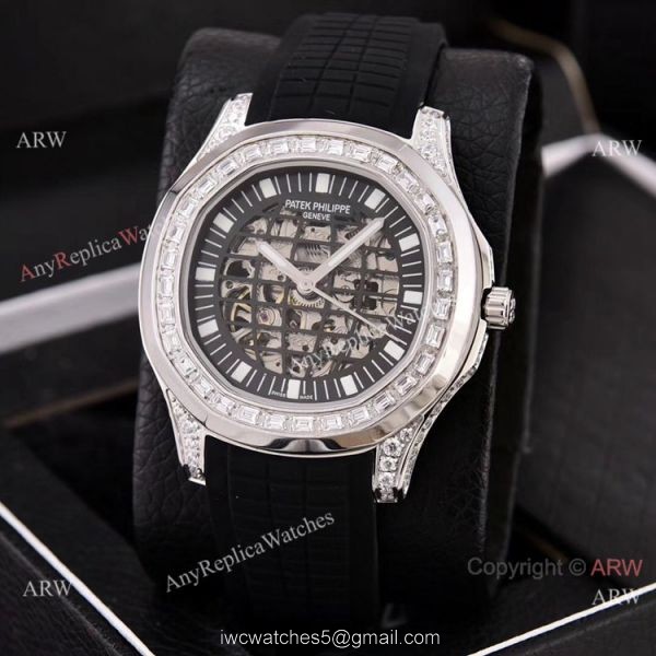 Copy Patek Philippe Aquanaut Watches Hollow Face Silver Diamond Bezel Copy Patek Philippe Aquanaut Watches Hollow Face Silver Diamond Bezel