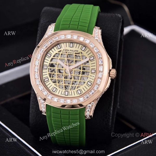 Replica Patek Philippe Aquanaut Diamond Watches Hollow Dial Rose Gold Replica Patek Philippe Aquanaut Diamond Watches Hollow Dial Rose Gold