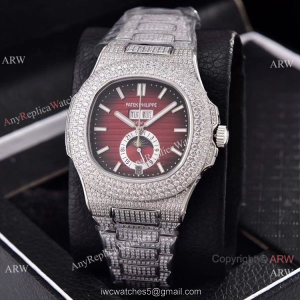 Patek Philippe Annual Calendar Full Diamonds Watches Gray Gradient Face 41mm Patek Philippe Annual Calendar Full Diamonds Watches Gray Gradient Face 41mm